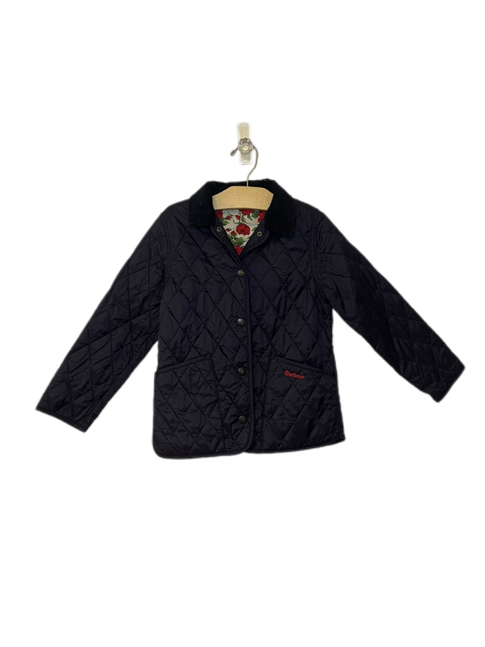Barbour Girls XS 4-5 Navy Shaped Liddesdale Quilted Jacket with Liberty Lining